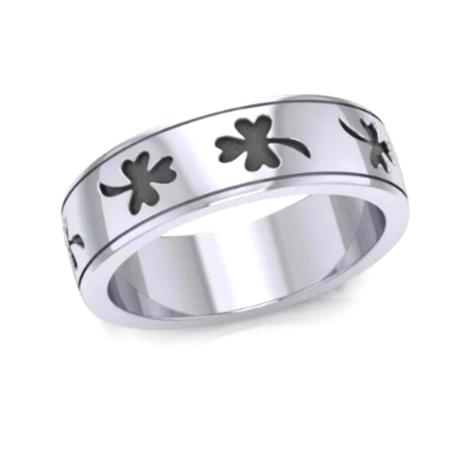 Pscl Peter Stone Celtic Shamrock Clover Eternity Ring Sz. 6